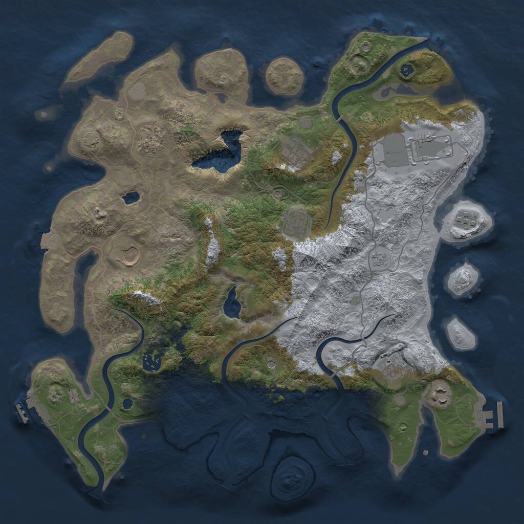 Rust Map: Procedural Map, Size: 4000, Seed: 3000228, 15 Monuments