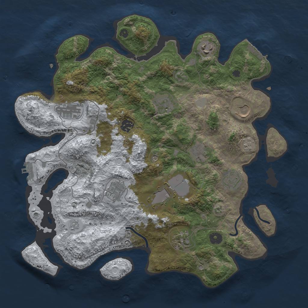 Rust Map: Procedural Map, Size: 3700, Seed: 131302874, 20 Monuments