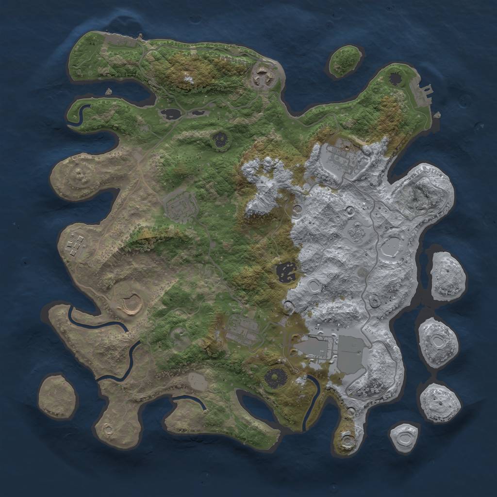 Rust Map: Procedural Map, Size: 3500, Seed: 5967194, 17 Monuments