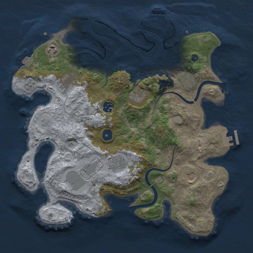 Rust Map: Procedural Map, Size: 3500, Seed: 71736028, 15 Monuments