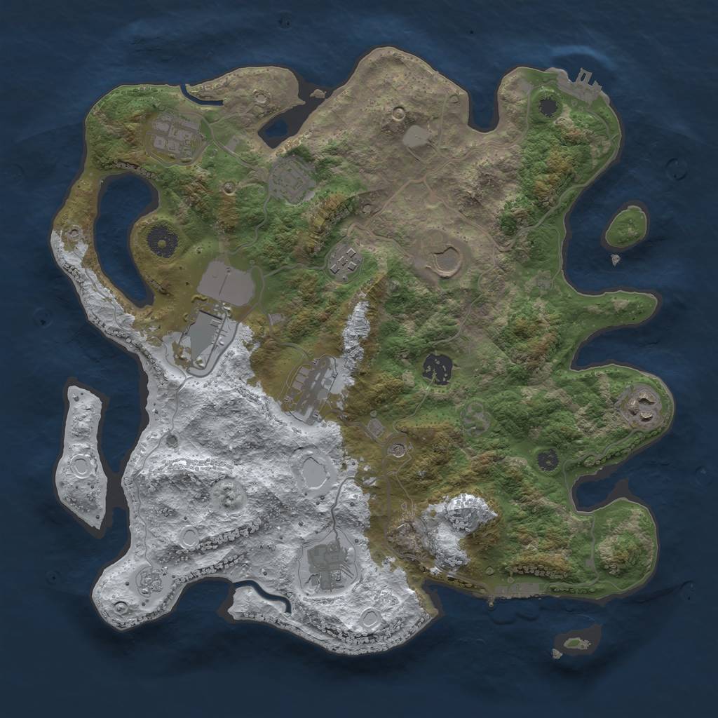Rust Map: Procedural Map, Size: 3500, Seed: 98198431, 18 Monuments