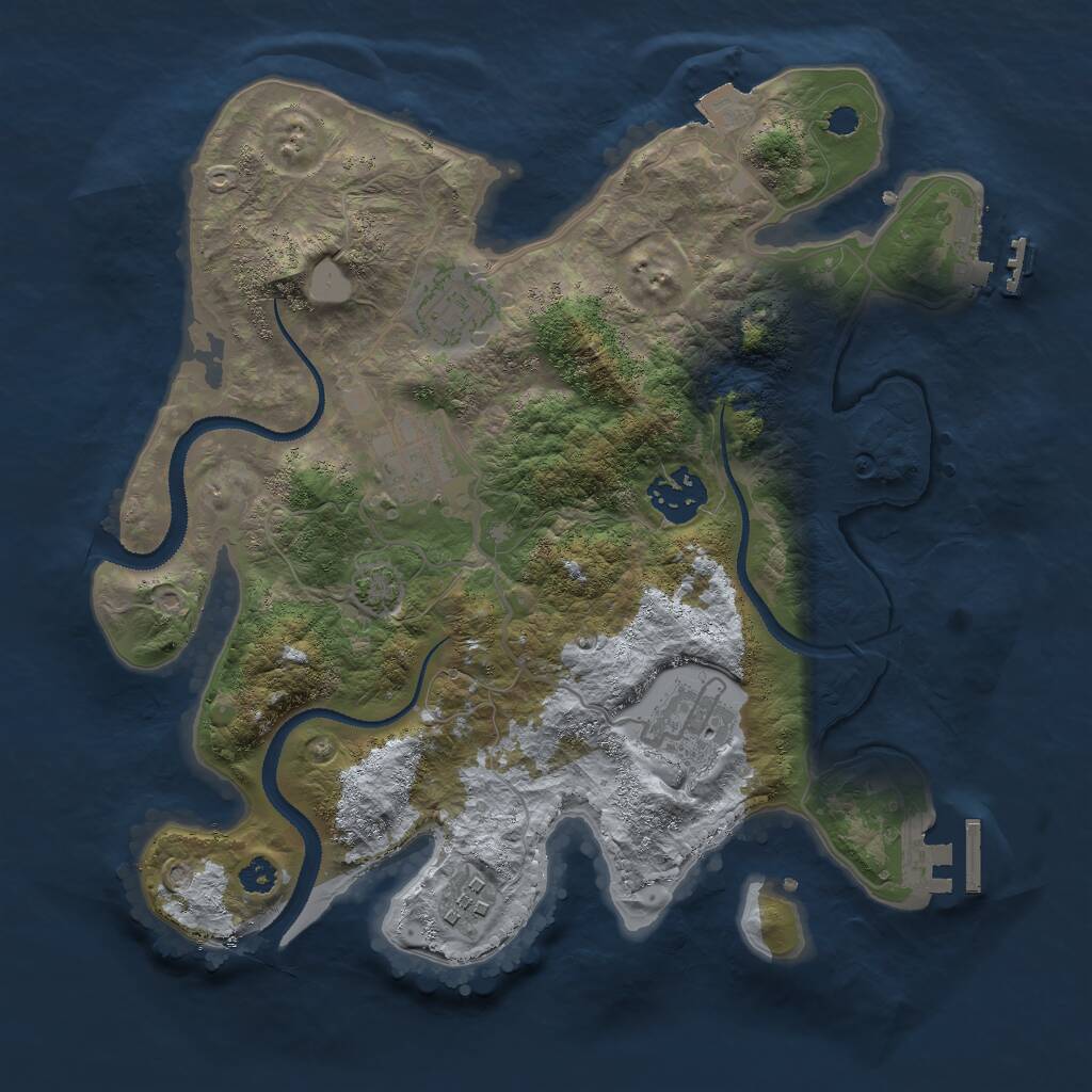 Rust Map: Procedural Map, Size: 3000, Seed: 9001, 9 Monuments