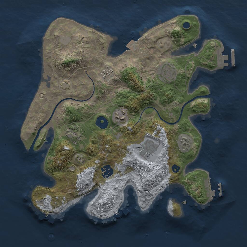 Rust Map: Procedural Map, Size: 3000, Seed: 9001, 10 Monuments