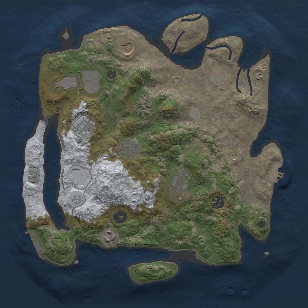 Rust Map: Procedural Map, Size: 3500, Seed: 1861838203, 19 Monuments
