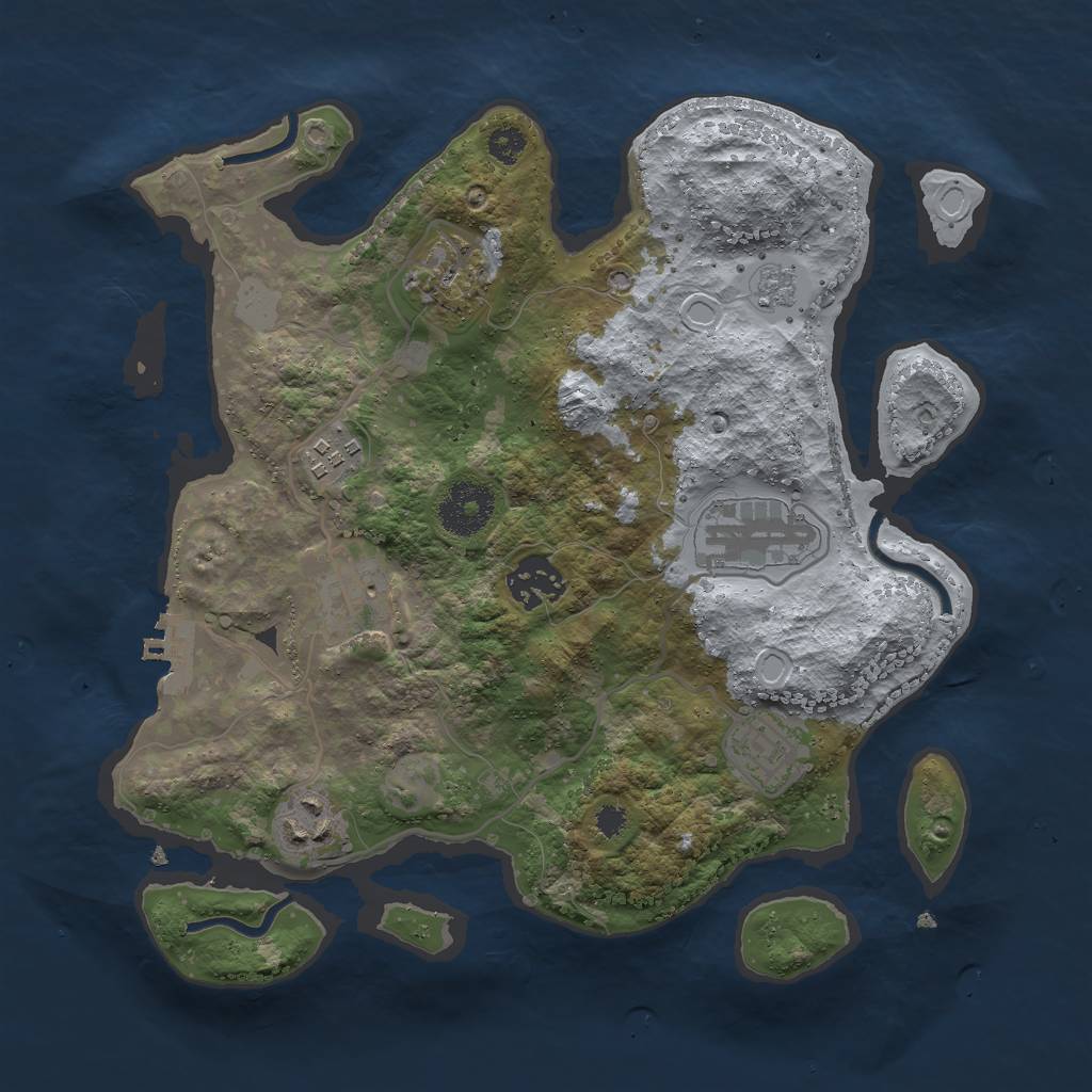 Rust Map: Procedural Map, Size: 3000, Seed: 1132244541, 14 Monuments