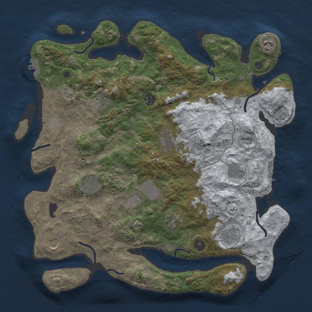 Rust Map: Procedural Map, Size: 4000, Seed: 1573829701, 20 Monuments