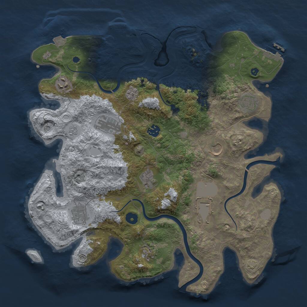 Rust Map: Procedural Map, Size: 3850, Seed: 1598533611, 16 Monuments