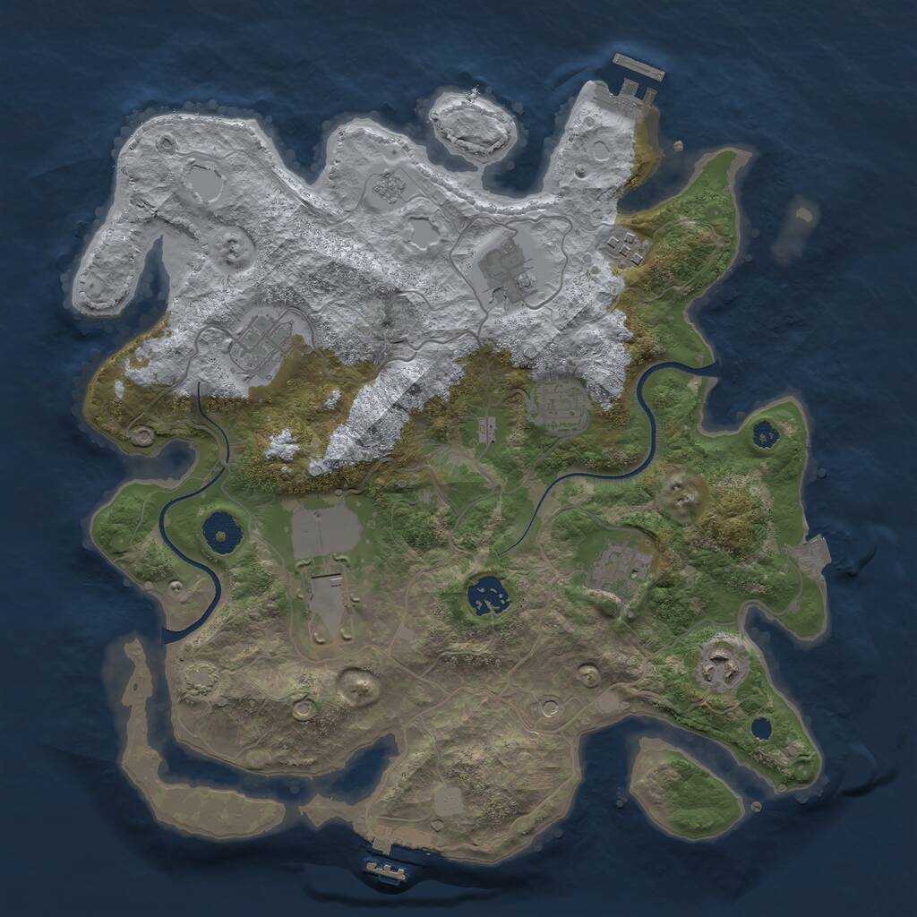 Rust Map: Procedural Map, Size: 3500, Seed: 972775182, 14 Monuments