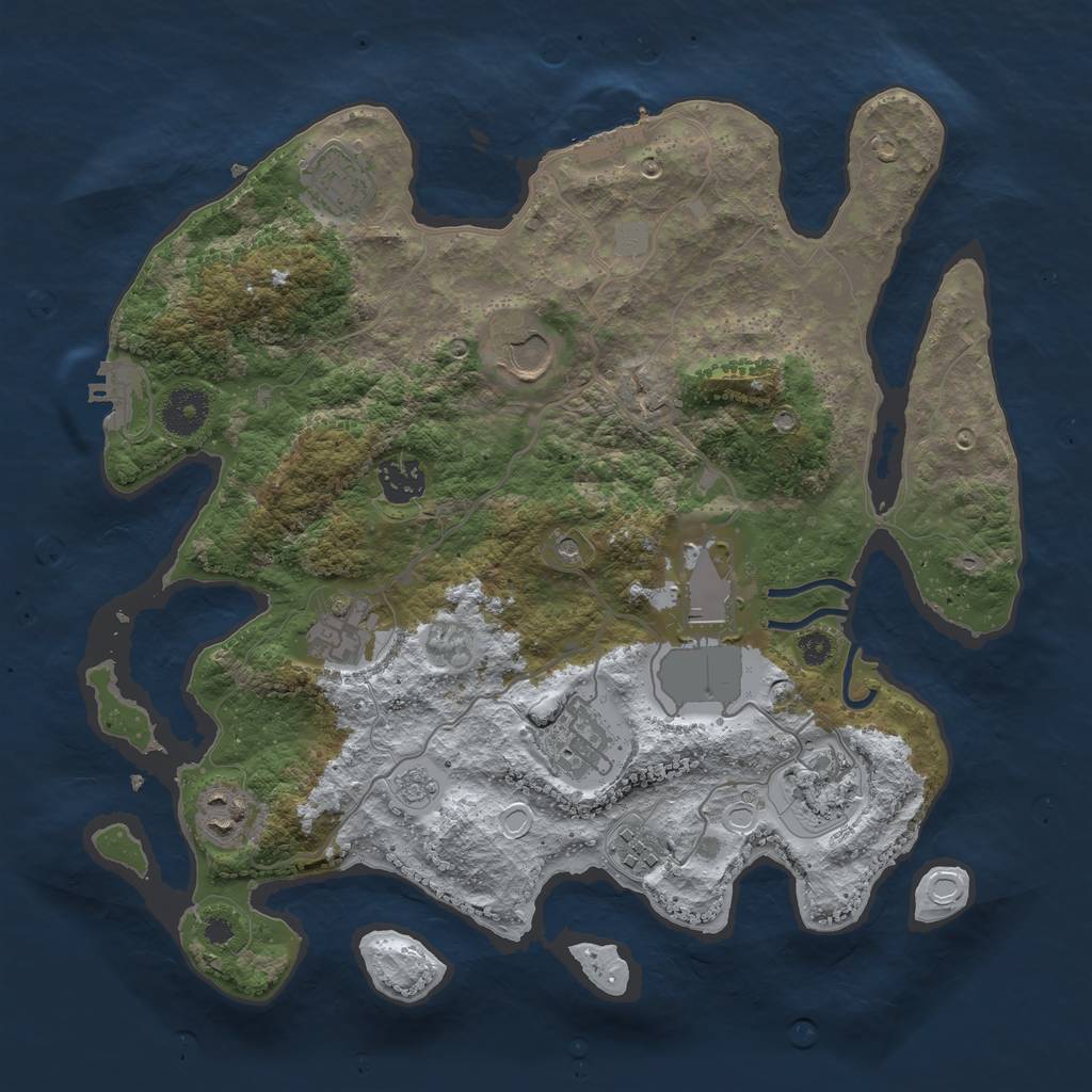 Rust Map: Procedural Map, Size: 3500, Seed: 901, 18 Monuments