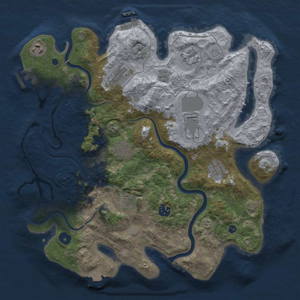 Rust Map: Procedural Map, Size: 3750, Seed: 1647284281, 15 Monuments