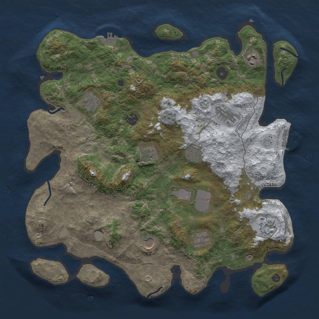 Rust Map: Procedural Map, Size: 4000, Seed: 2348, 20 Monuments