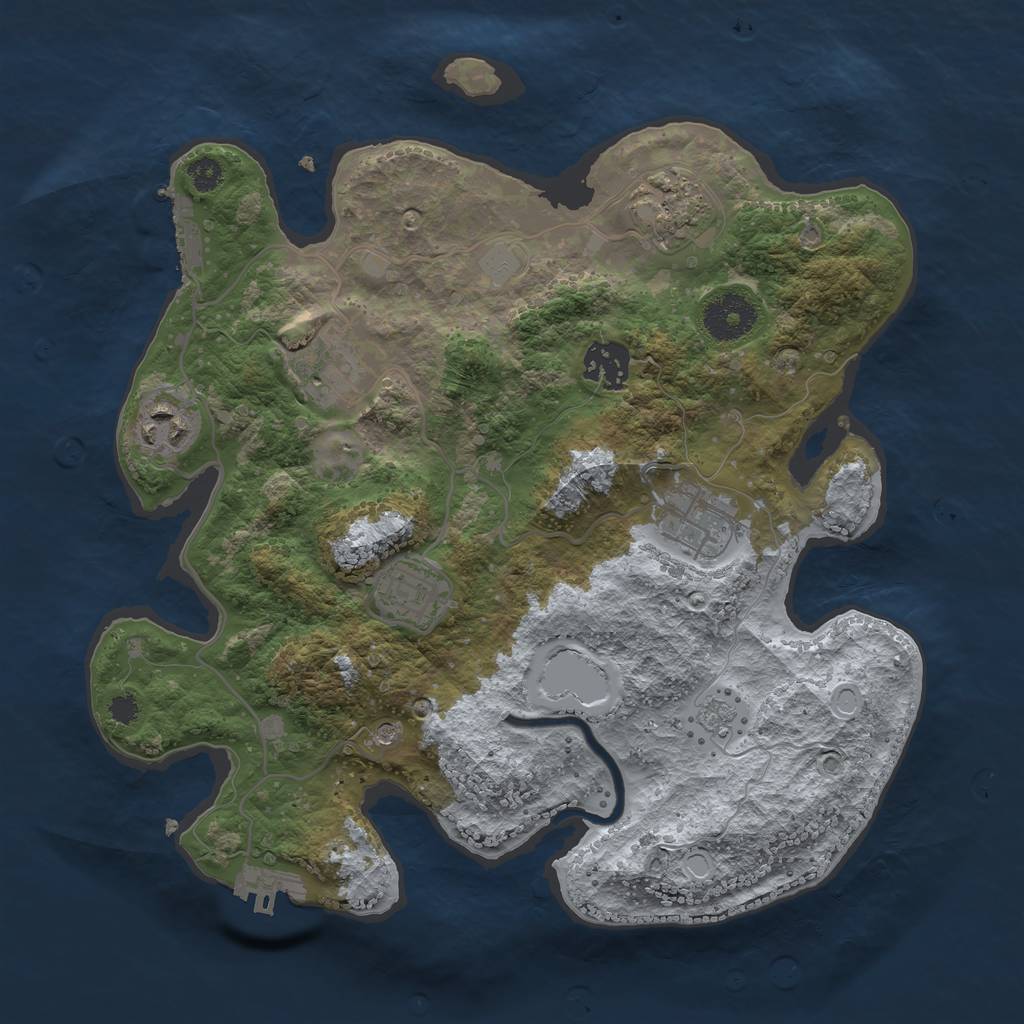 Rust Map: Procedural Map, Size: 3150, Seed: 1961633200, 13 Monuments