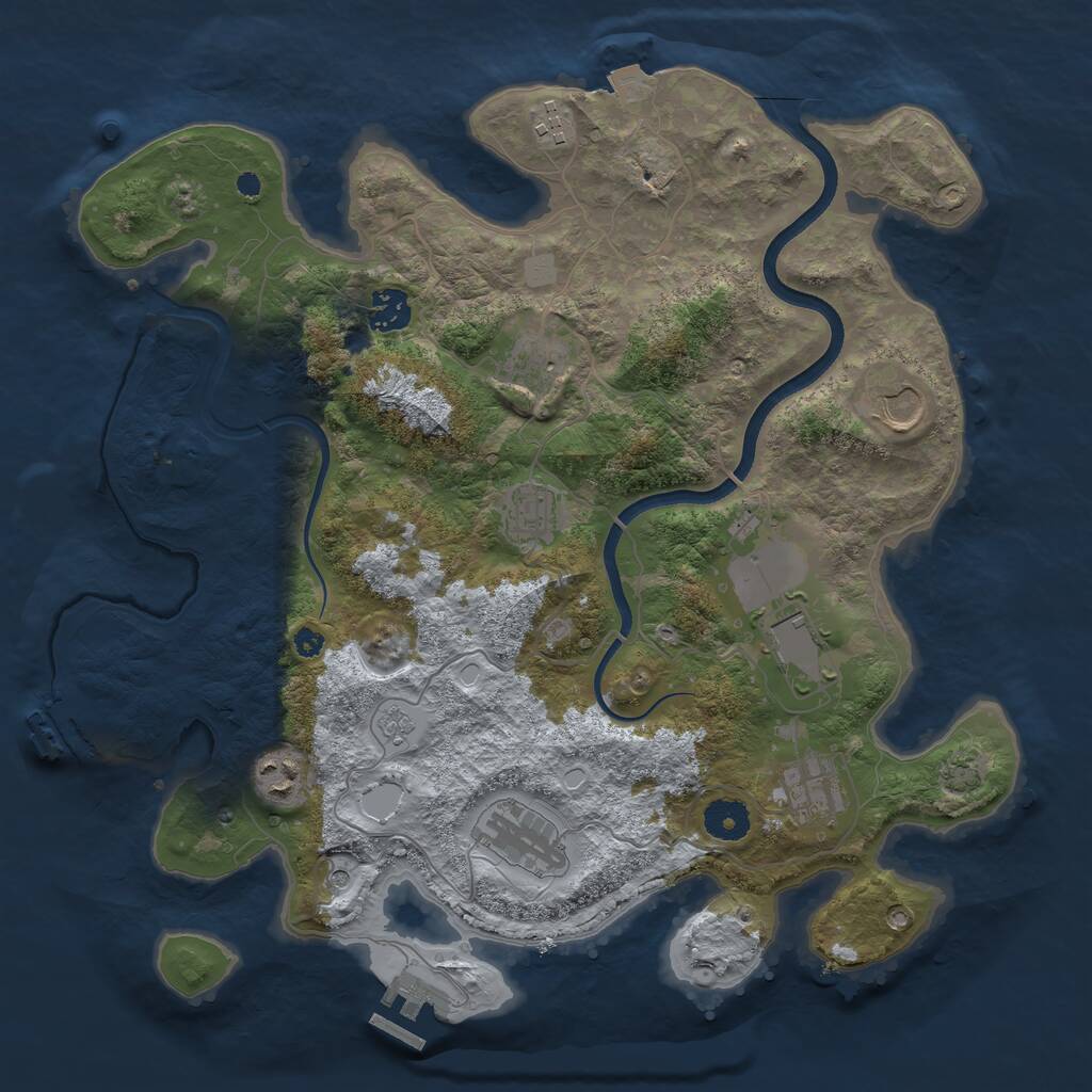 Rust Map: Procedural Map, Size: 3700, Seed: 11989672, 15 Monuments