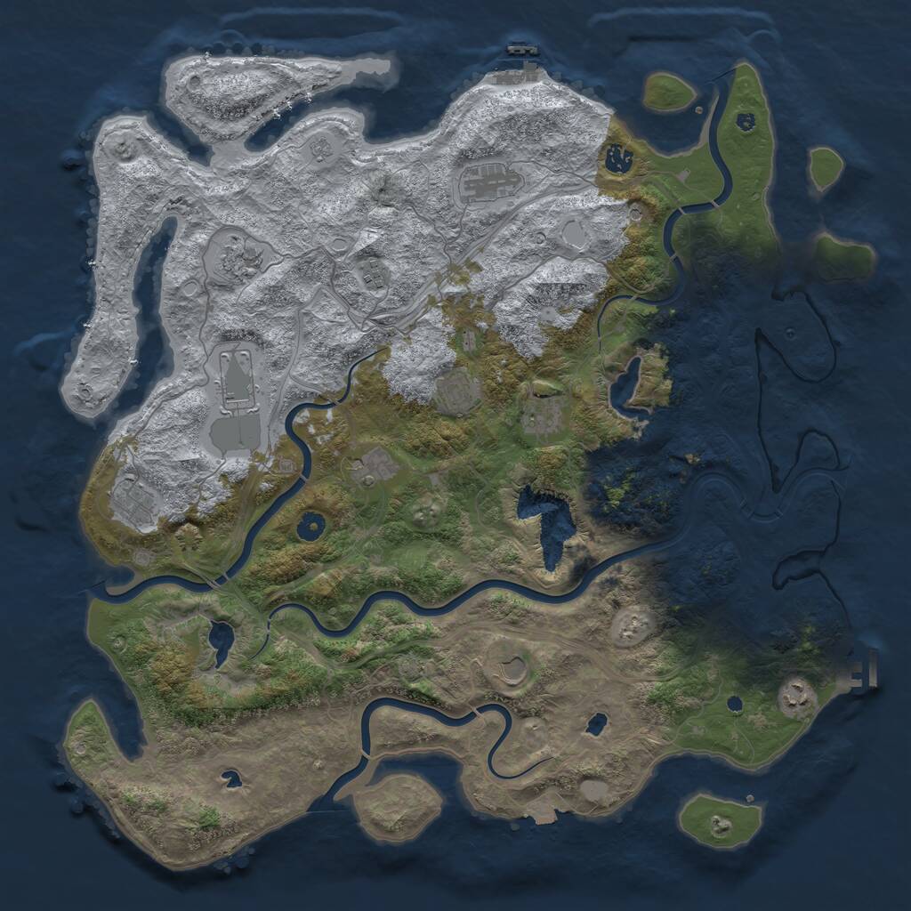 Rust Map: Procedural Map, Size: 4800, Seed: 1150621878, 17 Monuments