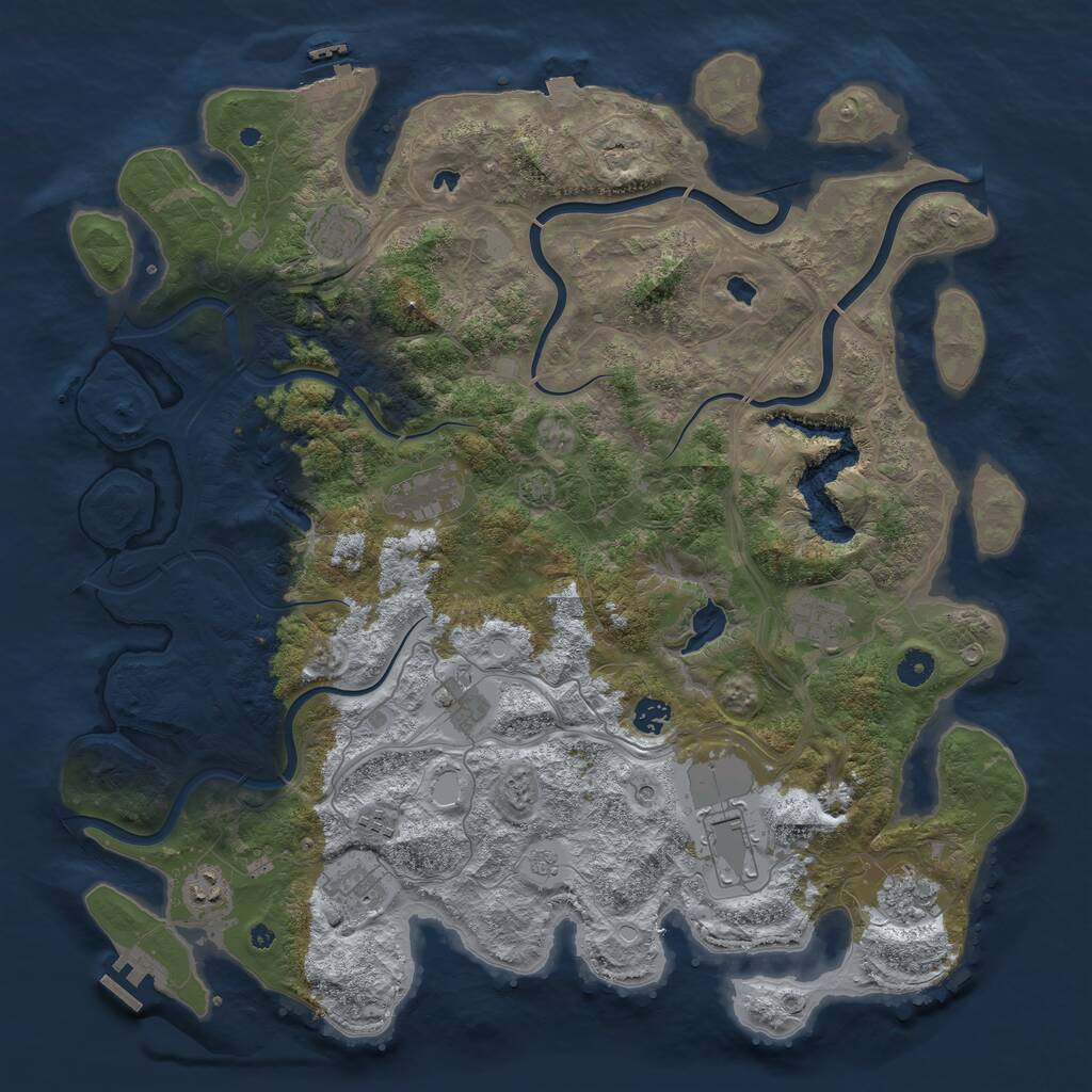 Rust Map: Procedural Map, Size: 4500, Seed: 77844, 16 Monuments