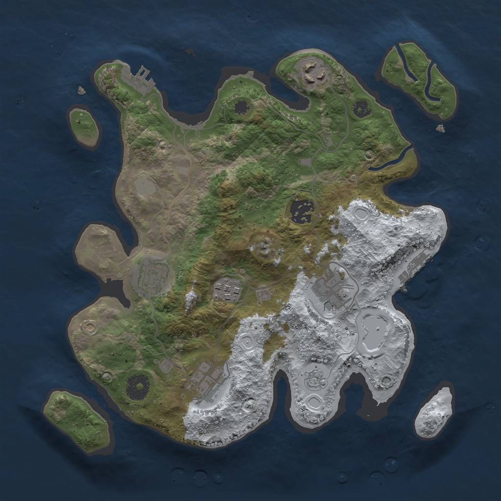 Rust Map: Procedural Map, Size: 3000, Seed: 518207427, 14 Monuments