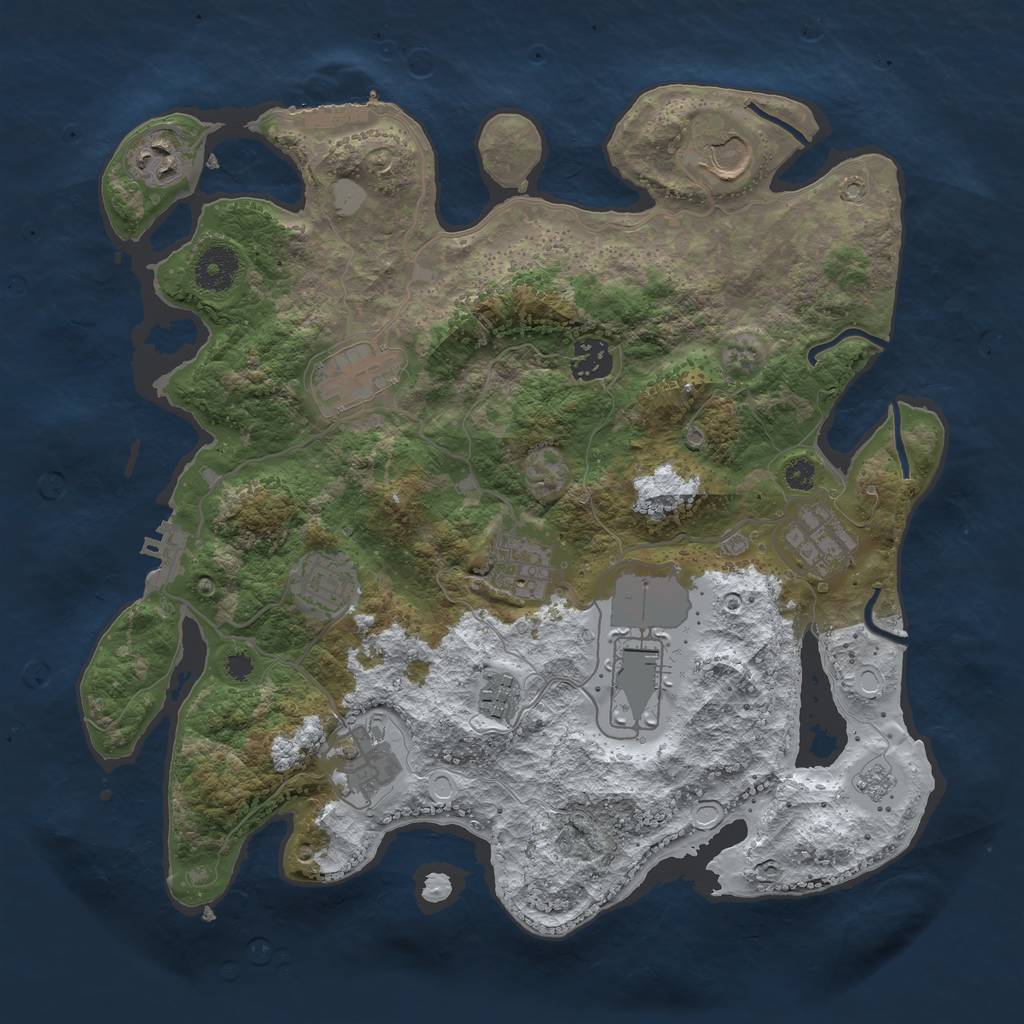 Rust Map: Procedural Map, Size: 3500, Seed: 69531019, 18 Monuments