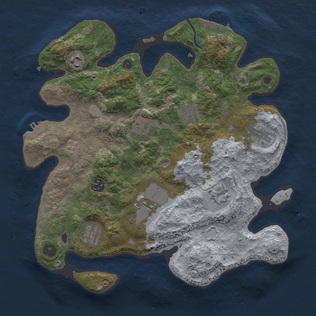 Rust Map: Procedural Map, Size: 3500, Seed: 7775, 18 Monuments