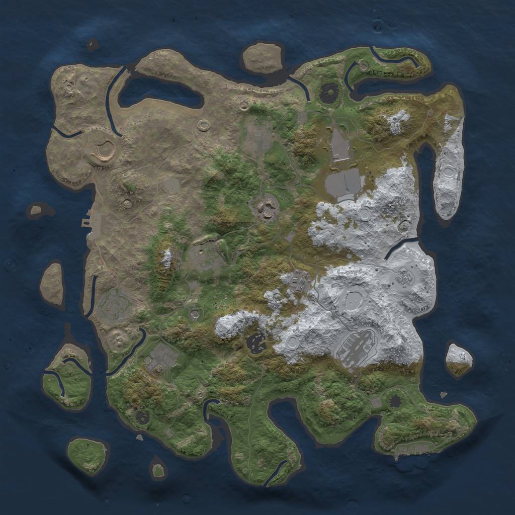 Rust Map: Procedural Map, Size: 3750, Seed: 1215860066, 19 Monuments
