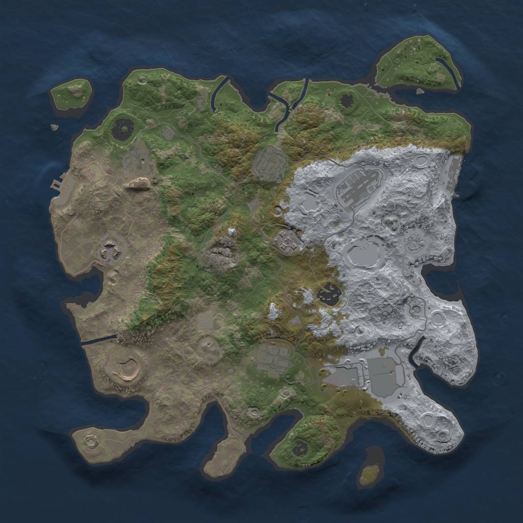 Rust Map: Procedural Map, Size: 3500, Seed: 9747, 18 Monuments