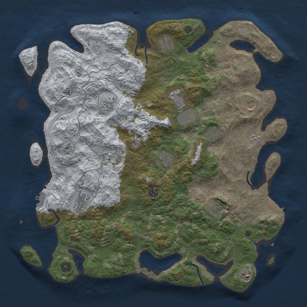 Rust Map: Procedural Map, Size: 4500, Seed: 1145143756, 20 Monuments