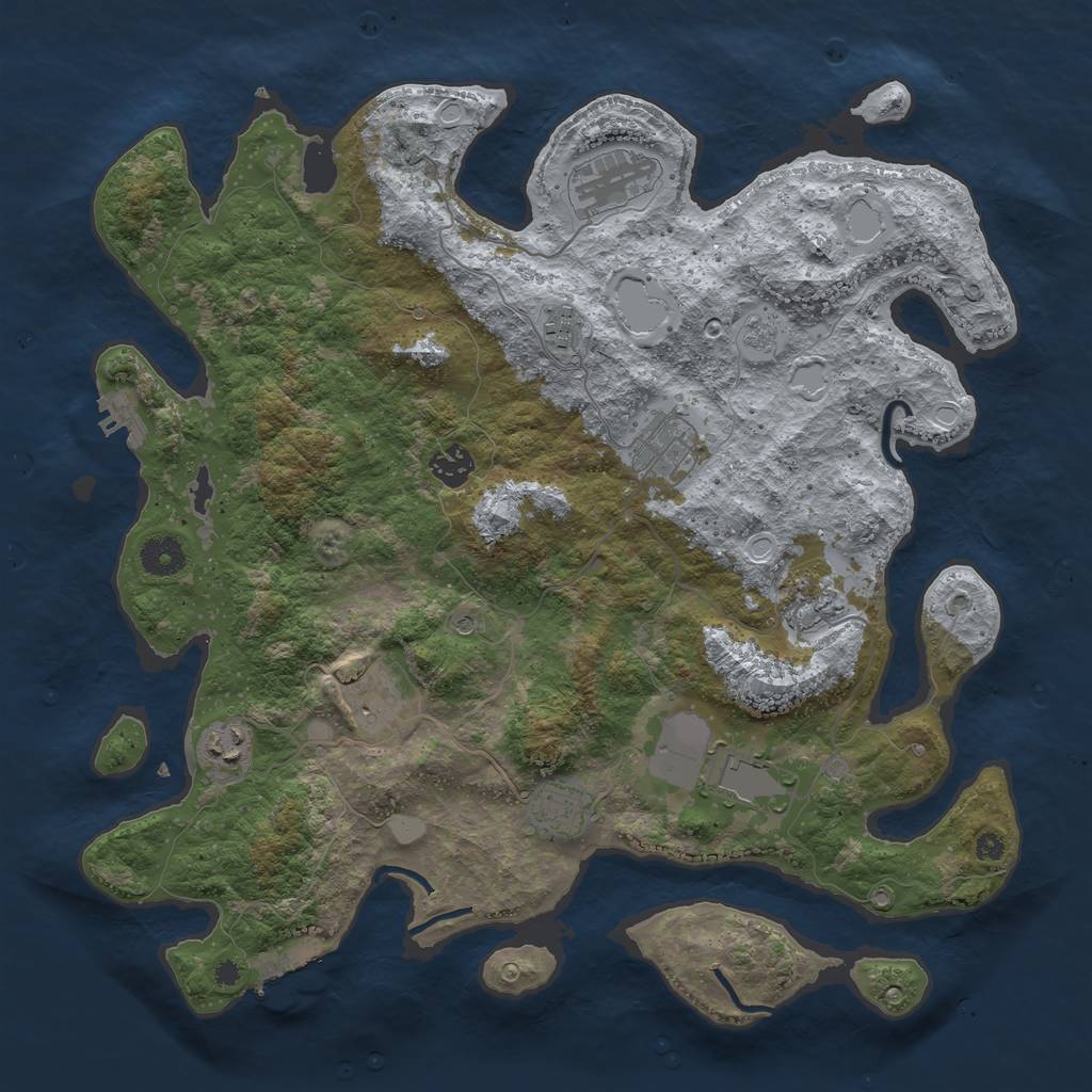 Rust Map: Procedural Map, Size: 3900, Seed: 7159864, 18 Monuments
