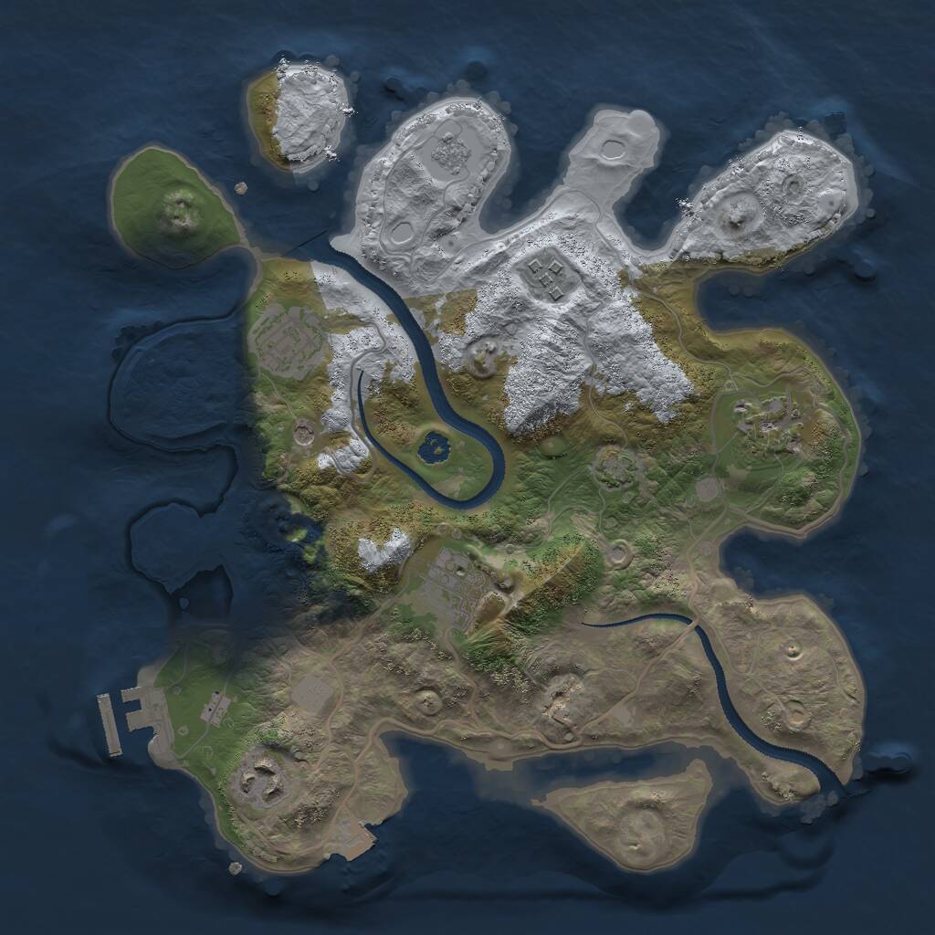 Rust Map: Procedural Map, Size: 3000, Seed: 12342245, 10 Monuments