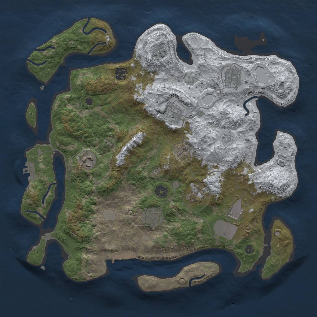 Rust Map: Procedural Map, Size: 3700, Seed: 879814078, 17 Monuments