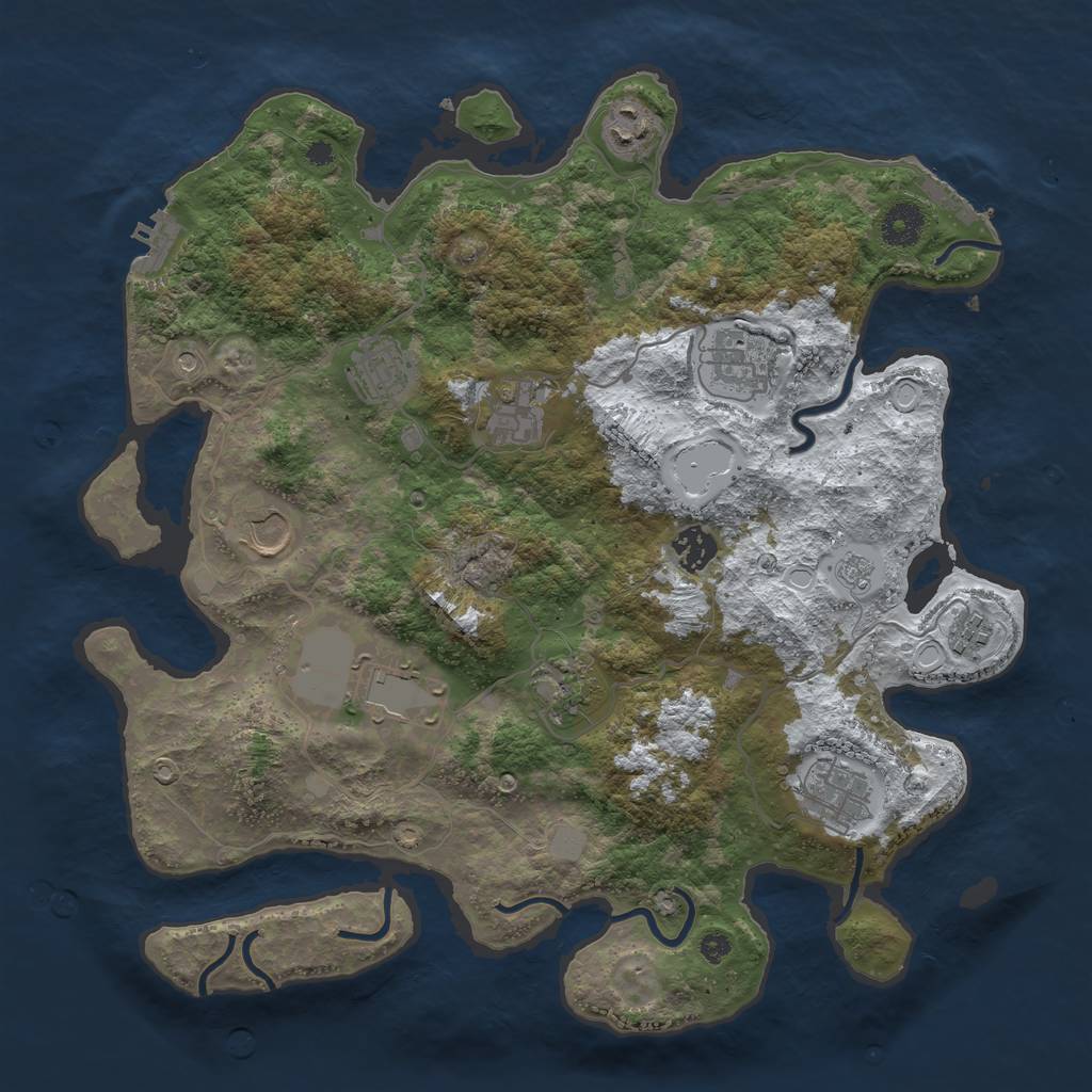 Rust Map: Procedural Map, Size: 3750, Seed: 1910595675, 19 Monuments