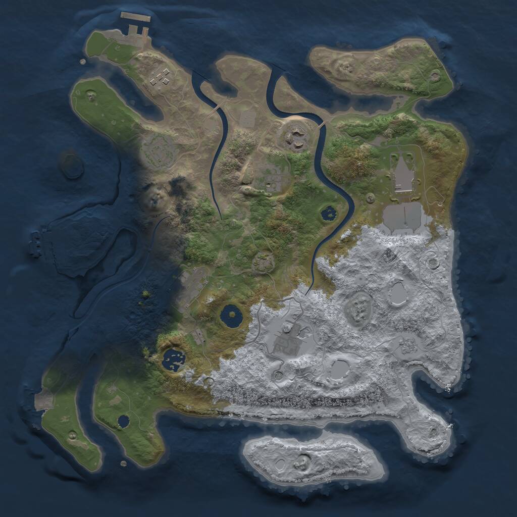 Rust Map: Procedural Map, Size: 3500, Seed: 1420287033, 14 Monuments