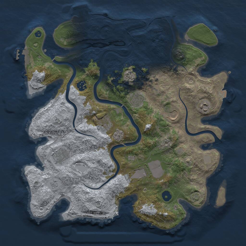 Rust Map: Procedural Map, Size: 3700, Seed: 1199189522, 14 Monuments
