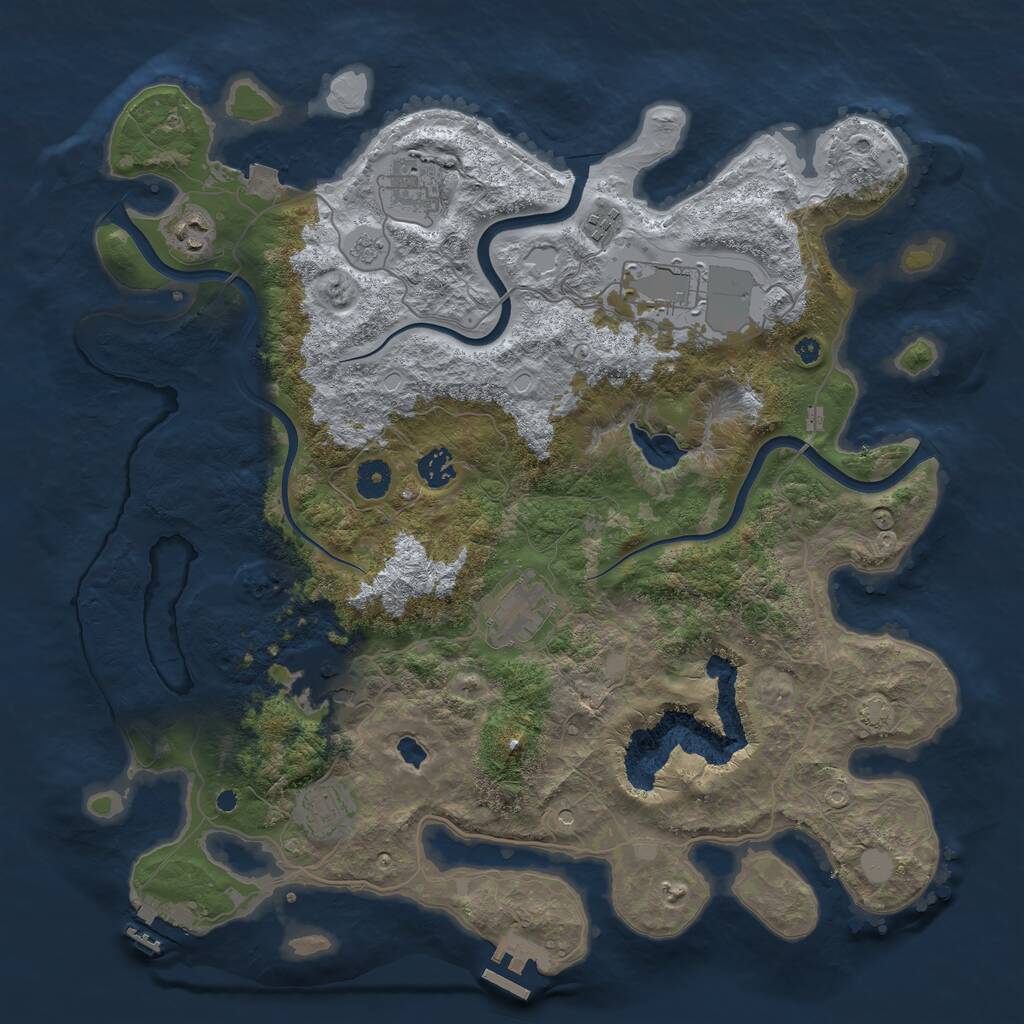 Rust Map: Procedural Map, Size: 4100, Seed: 23124, 14 Monuments