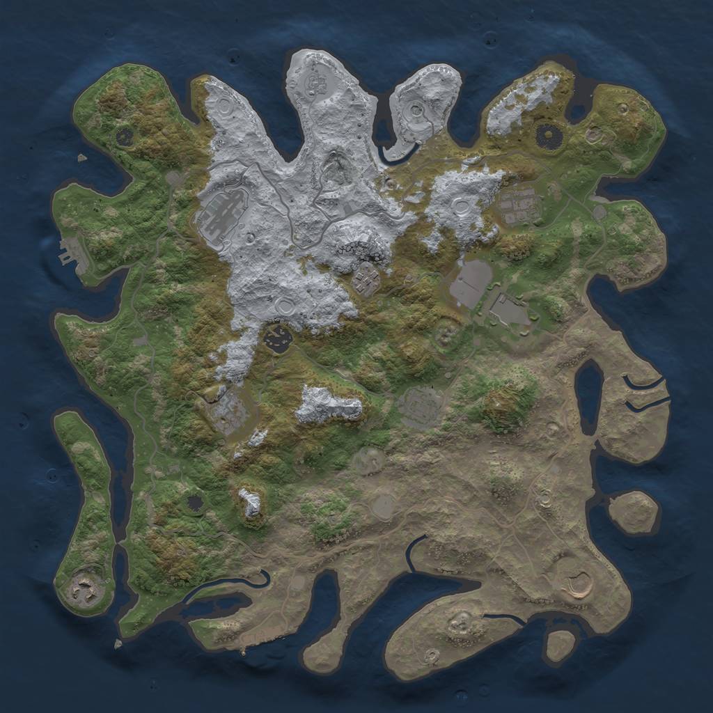 Rust Map: Procedural Map, Size: 4000, Seed: 1609709440, 18 Monuments