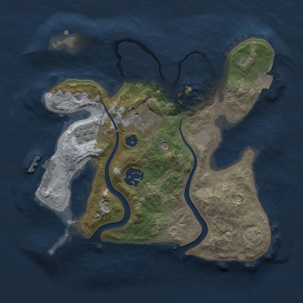 Rust Map: Procedural Map, Size: 2500, Seed: 1842737855, 7 Monuments