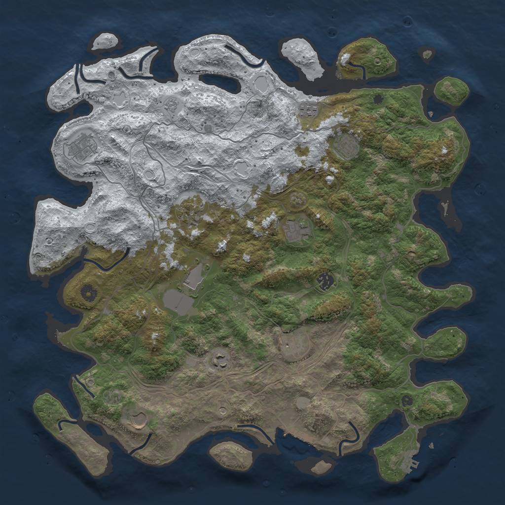 Rust Map: Procedural Map, Size: 4500, Seed: 936290440, 19 Monuments
