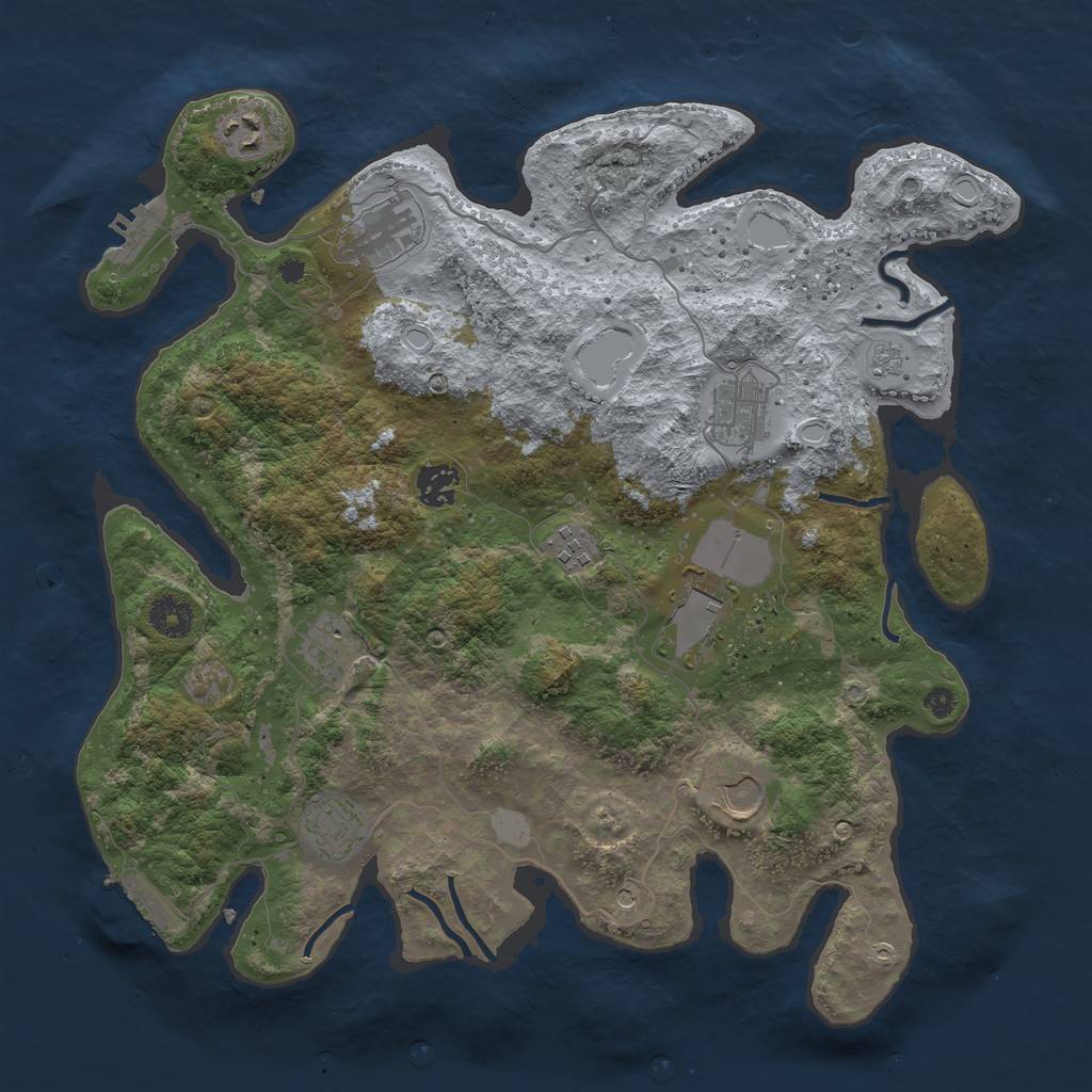 Rust Map: Procedural Map, Size: 3750, Seed: 1980936857, 16 Monuments