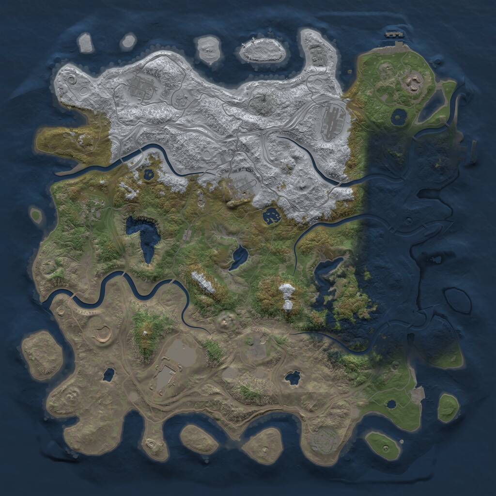 Rust Map: Procedural Map, Size: 4500, Seed: 1928553777, 17 Monuments