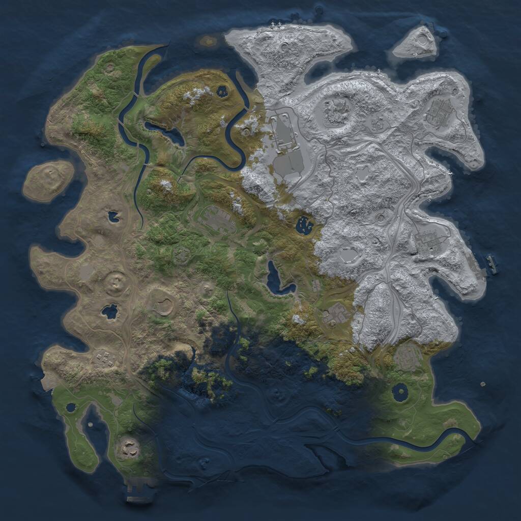 Rust Map: Procedural Map, Size: 4500, Seed: 836567135, 17 Monuments