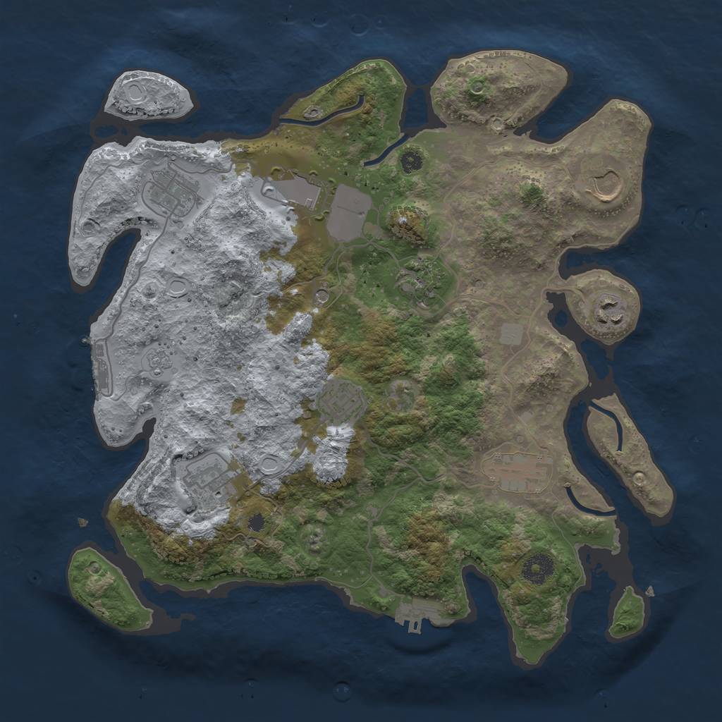 Rust Map: Procedural Map, Size: 3500, Seed: 90768563, 17 Monuments