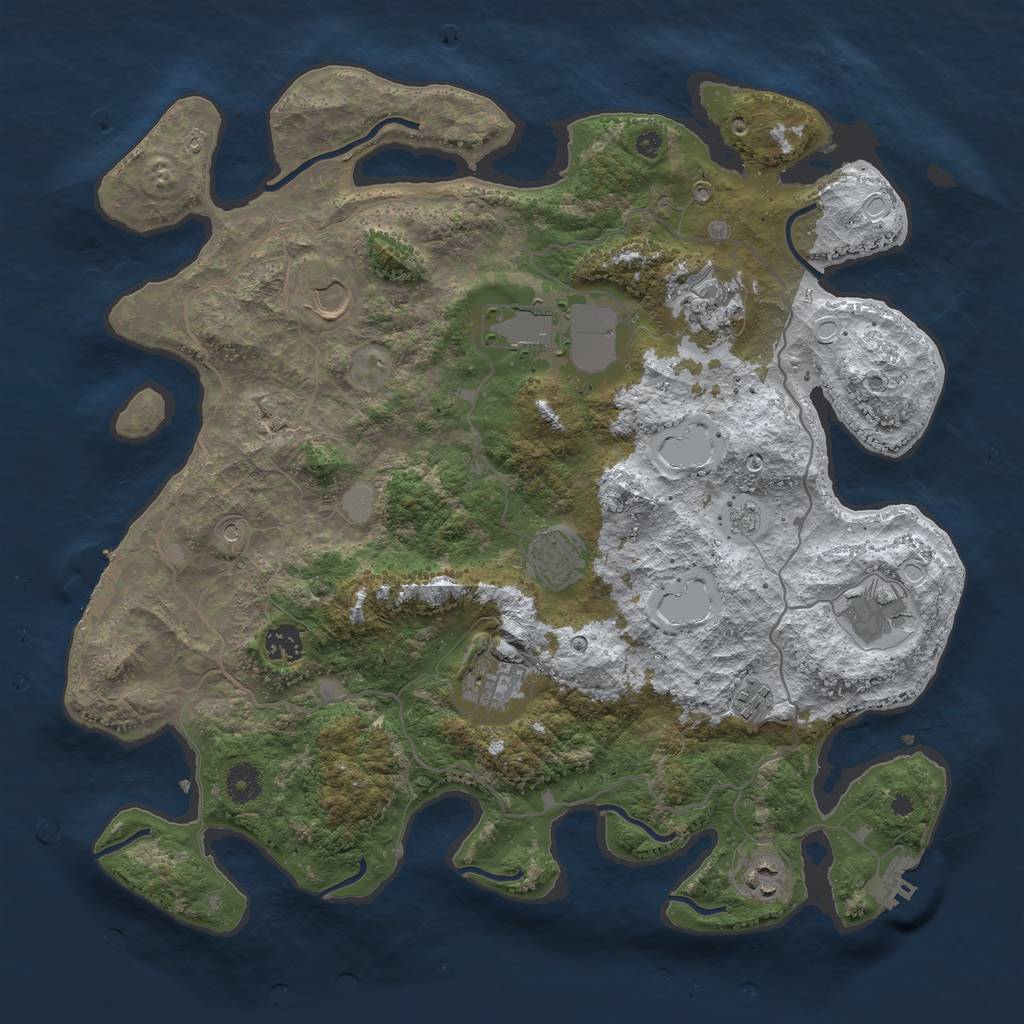 Rust Map: Procedural Map, Size: 4000, Seed: 847635, 18 Monuments