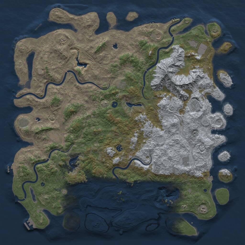 Rust Map: Procedural Map, Size: 6000, Seed: 345261877, 17 Monuments