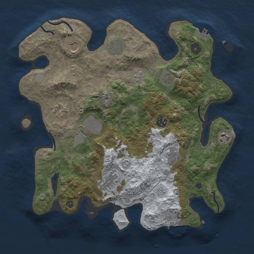 Rust Map: Procedural Map, Size: 3500, Seed: 2117690447, 18 Monuments