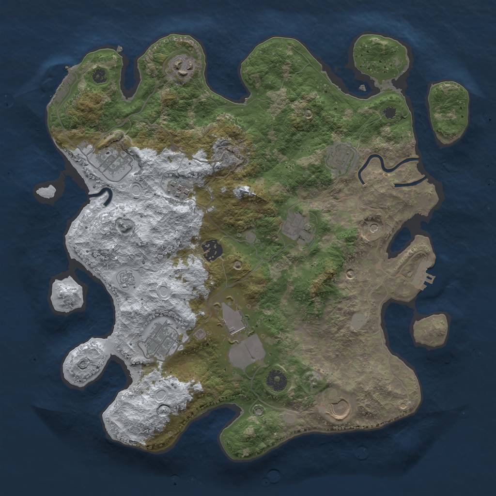 Rust Map: Procedural Map, Size: 3600, Seed: 1255555, 18 Monuments