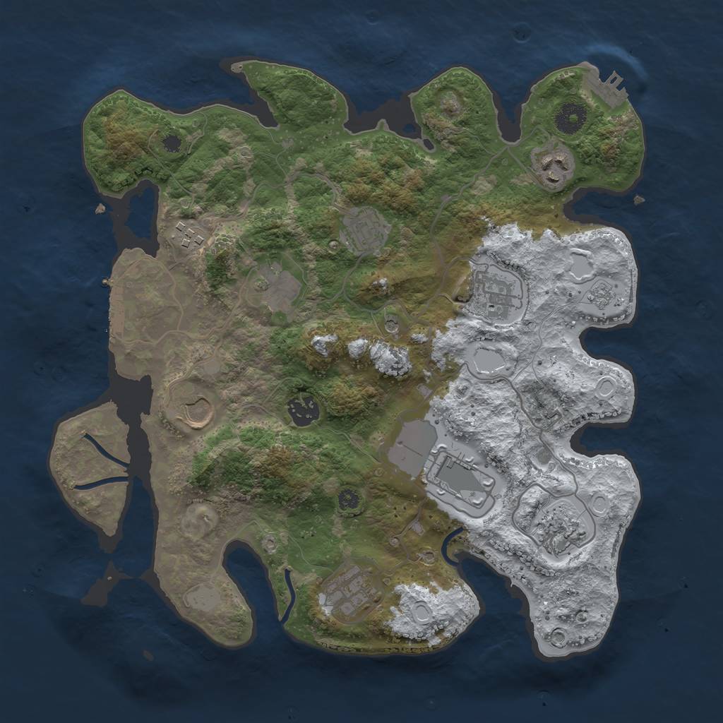 Rust Map: Procedural Map, Size: 3500, Seed: 310637594, 19 Monuments