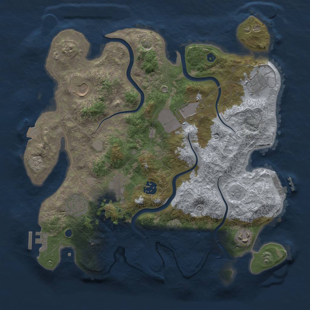 Rust Map: Procedural Map, Size: 3500, Seed: 1049218303, 14 Monuments