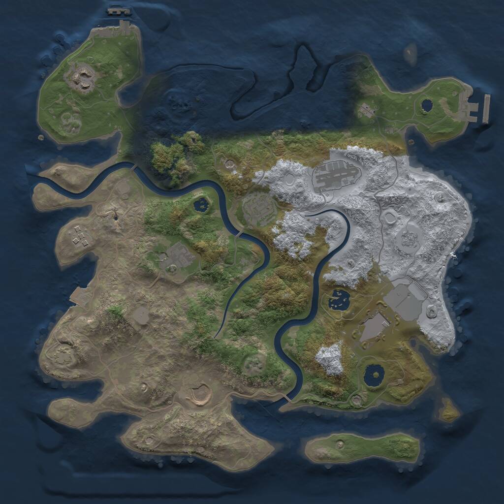 Rust Map: Procedural Map, Size: 3500, Seed: 6047, 14 Monuments