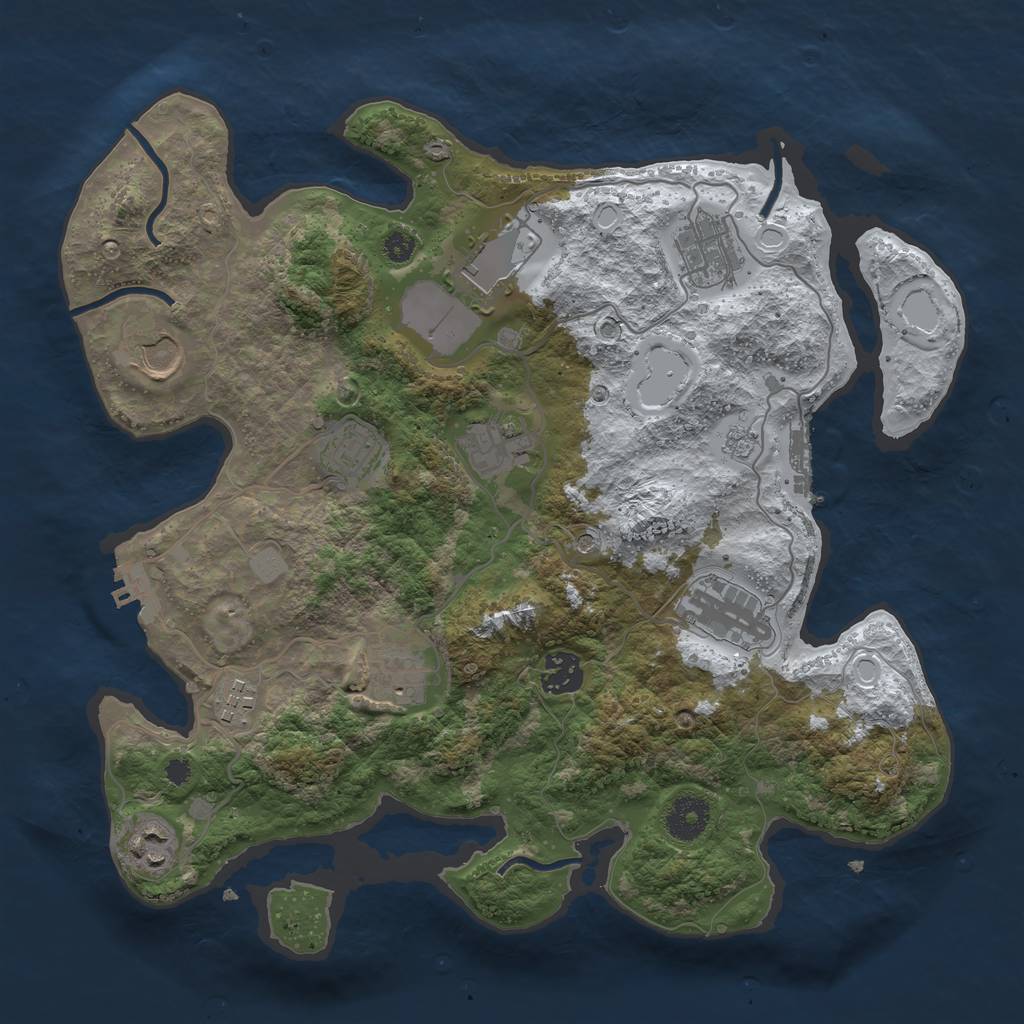Rust Map: Procedural Map, Size: 3500, Seed: 67489034, 19 Monuments
