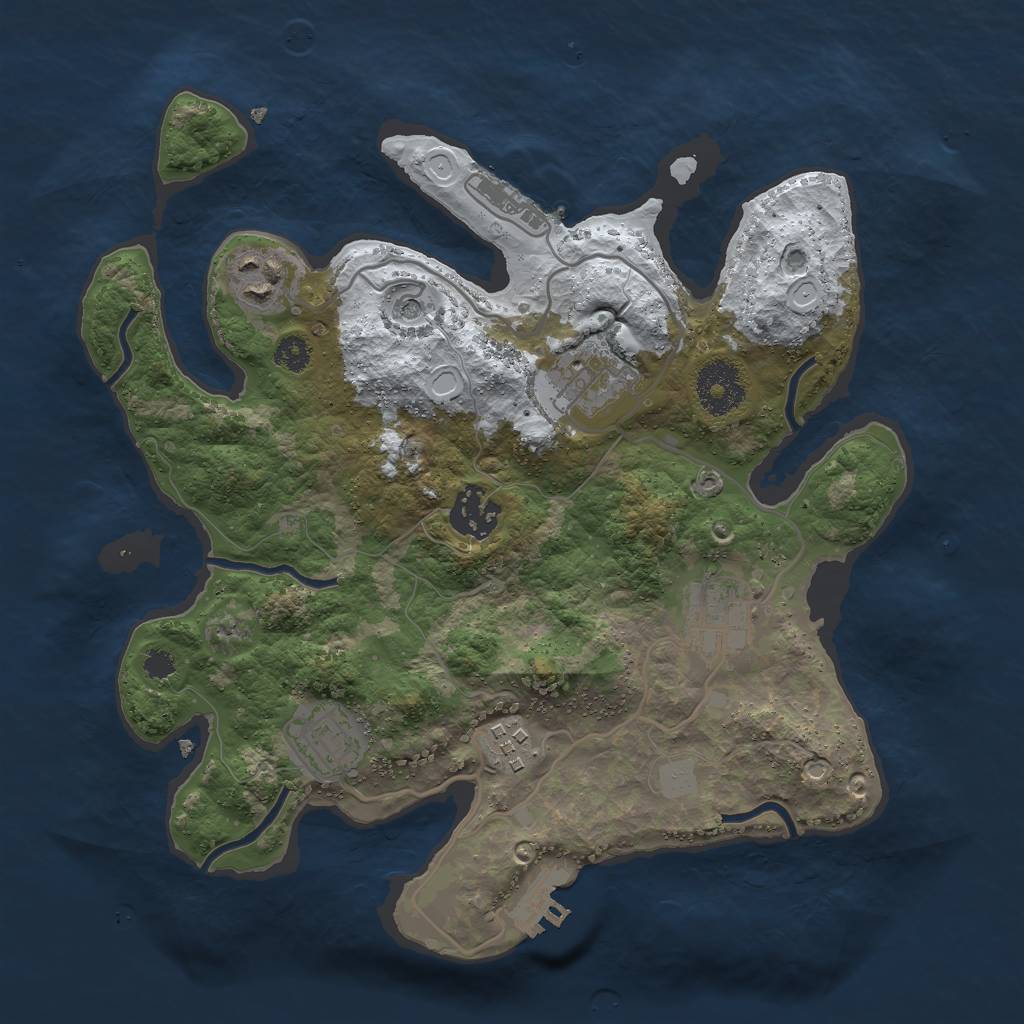 Rust Map: Procedural Map, Size: 3000, Seed: 2067992115, 14 Monuments