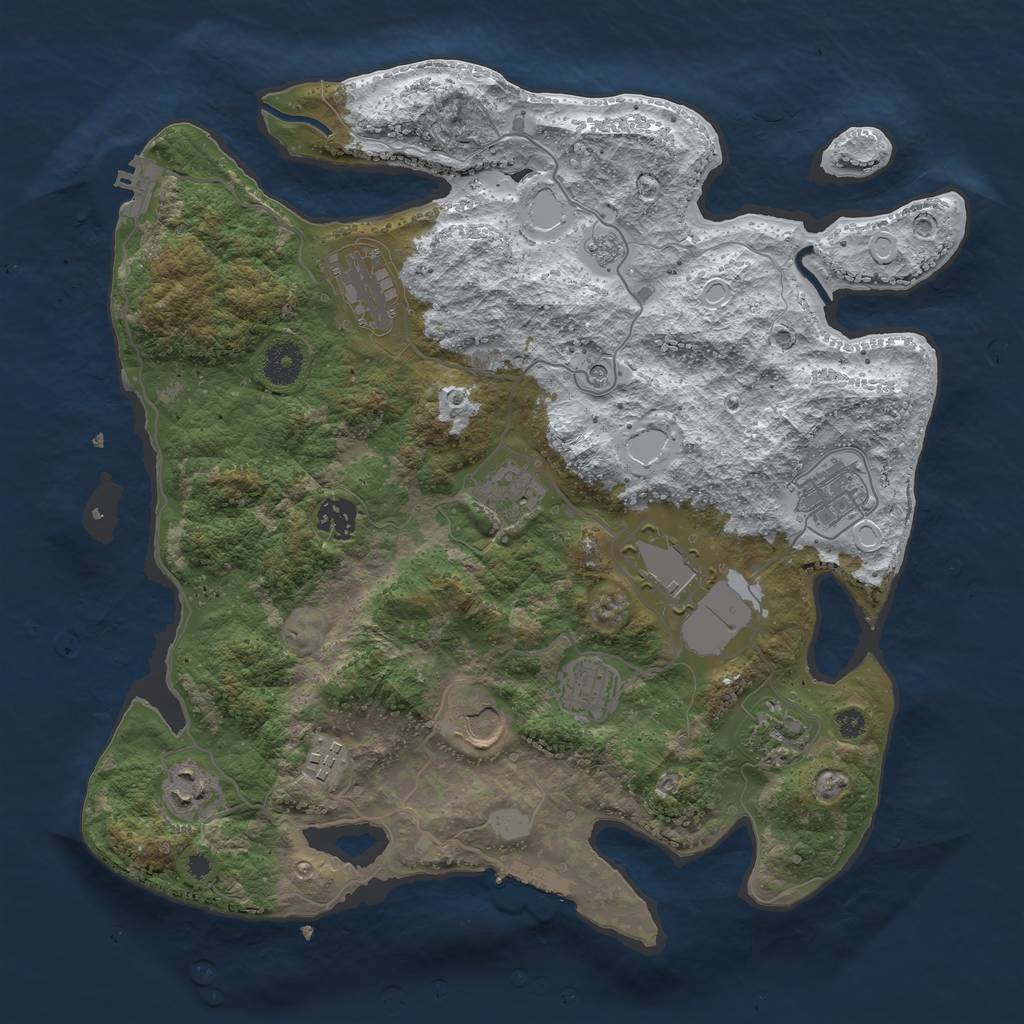Rust Map: Procedural Map, Size: 3700, Seed: 1358621038, 19 Monuments