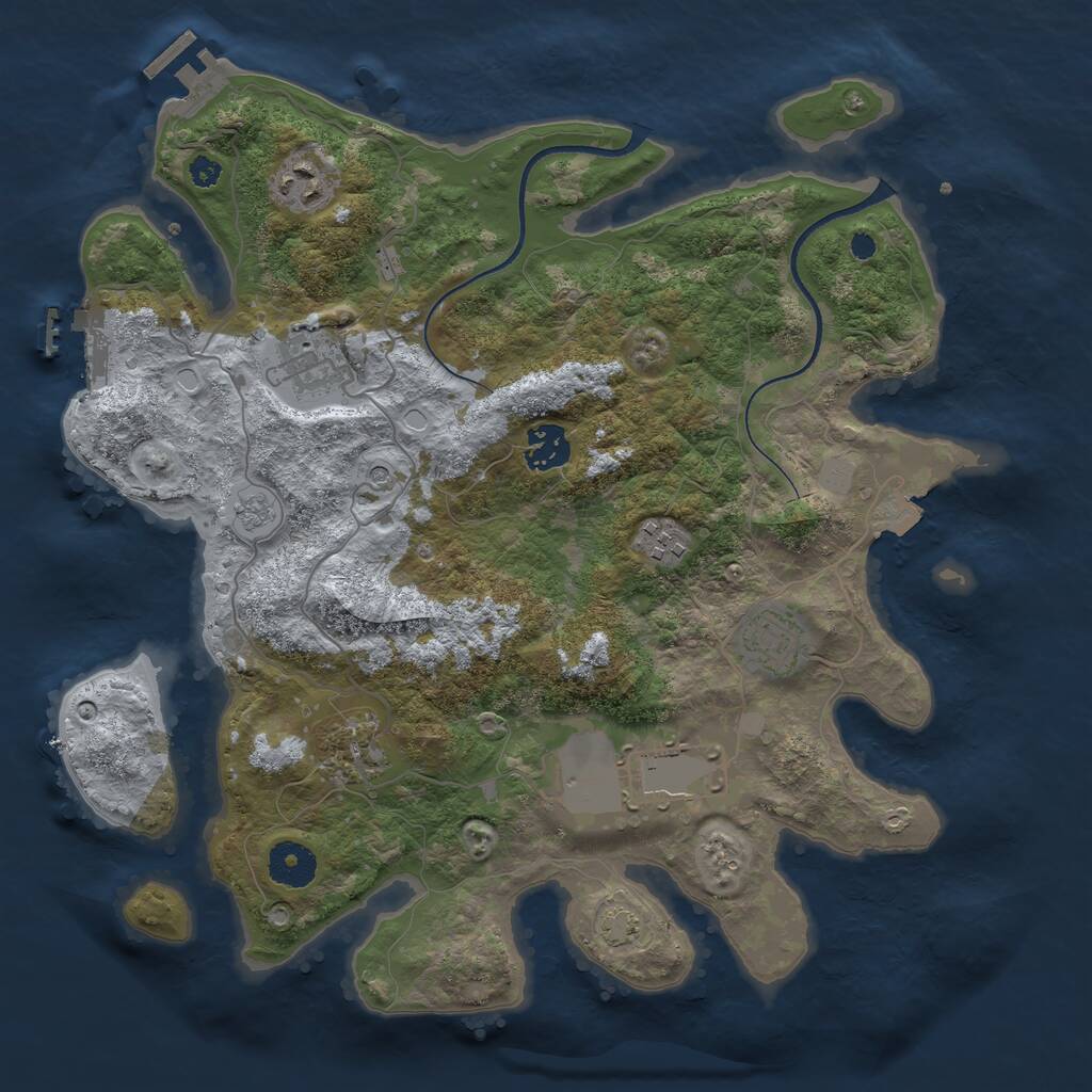 Rust Map: Procedural Map, Size: 3500, Seed: 2082670053, 13 Monuments